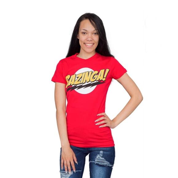 The Big Bang Theory Bazinga! Red Juniors T-shirt - Picture 1 of 7